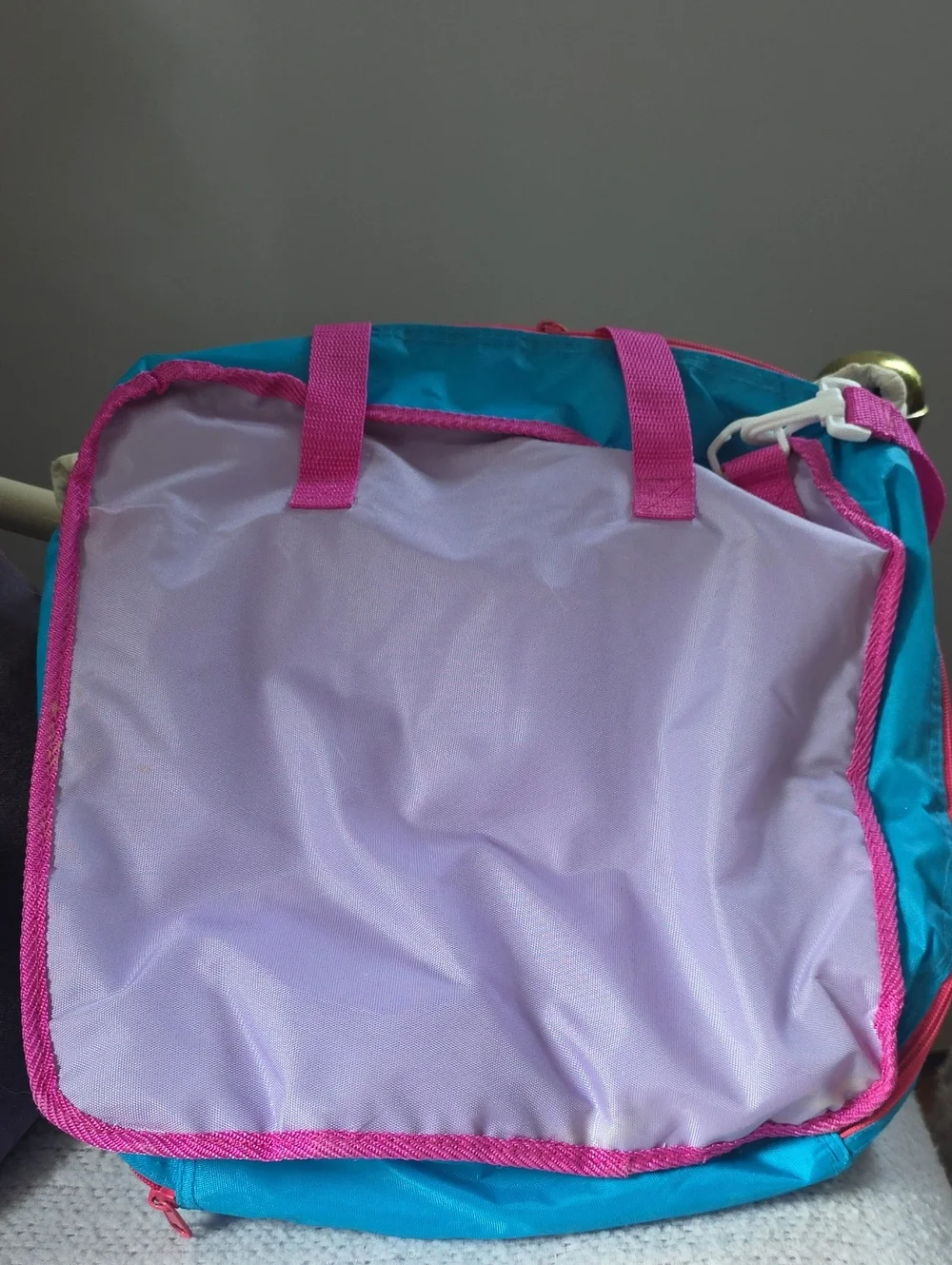 Personalized VALERIE Bag 13x13x5. Purple Pink Hot Pink And Blue. Pink Zipper.